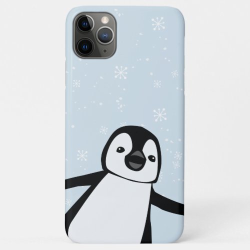 Peek a boo Cute Penguin Winter Snow Illustration iPhone 11 Pro Max Case