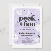 Peek A Boo Cute Purple Ghost Baby Shower Invitation (Front)