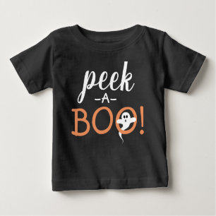 Peek a Boo Cute Spooky Ghost Funny Halloween Quote Baby T-Shirt