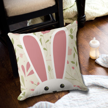 Peek-a-boo Easter Bunny Ears With Floral Design Throw Pillow by Sozo4all at Zazzle