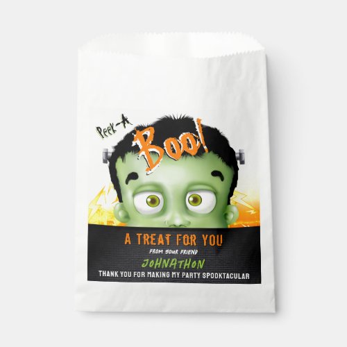 Peek A Boo Frankenstein Cute Halloween Favor Bag