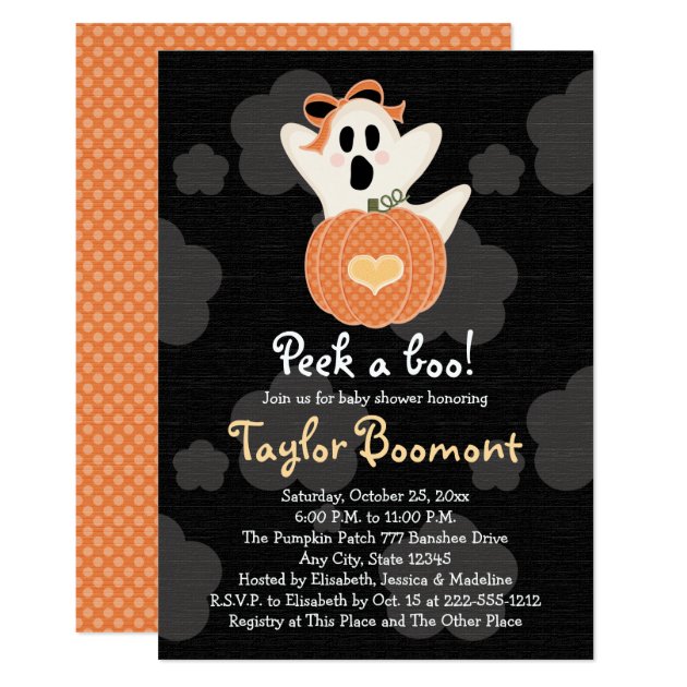 Peek A Boo Ghost Baby Shower Invitations