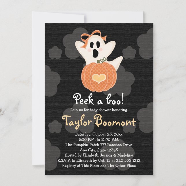 Peek a Boo Ghost Baby Shower Invitations (Front)