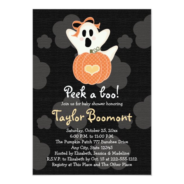 Peek A Boo Ghost Baby Shower Invitations