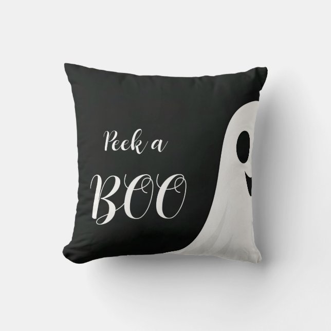Peek a Boo Ghost Halloween  Throw Pillow (Front)