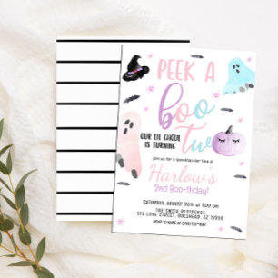 Peek a Boo Ghost Pastel Pink Halloween Birthday  Invitation