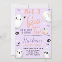 Peek a Boo Ghost Pastel Purple Halloween Birthday Invitation | Zazzle