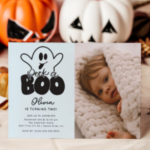 Peek A Boo Ghost Photo Birthday Invitation