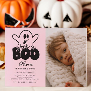 Peek A Boo Ghost Photo Birthday Invitation