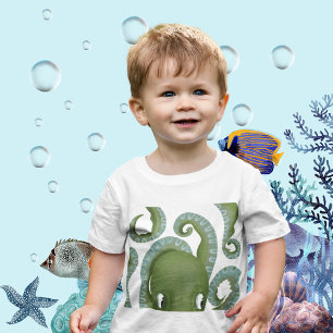 Peek-A-Boo Green Octopus Baby T-Shirt