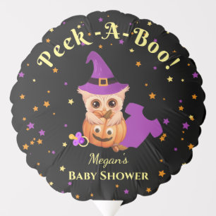 Peek-A-Boo Halloween Baby Shower Balloon Customize