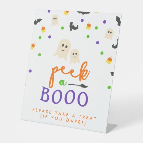 Peek a Boo Halloween Baby Shower Pedestal Sign