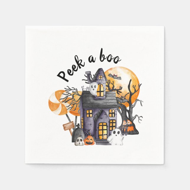 Peek a BOO Halloween Baby Shower Supplies Napkins (Front)