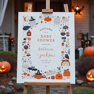 Peek A Boo Halloween Baby Shower Welcome Sign