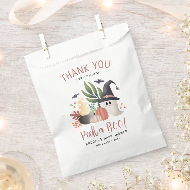 Peek a Boo Halloween Ghost Baby Shower Favor Bag (Clipped)