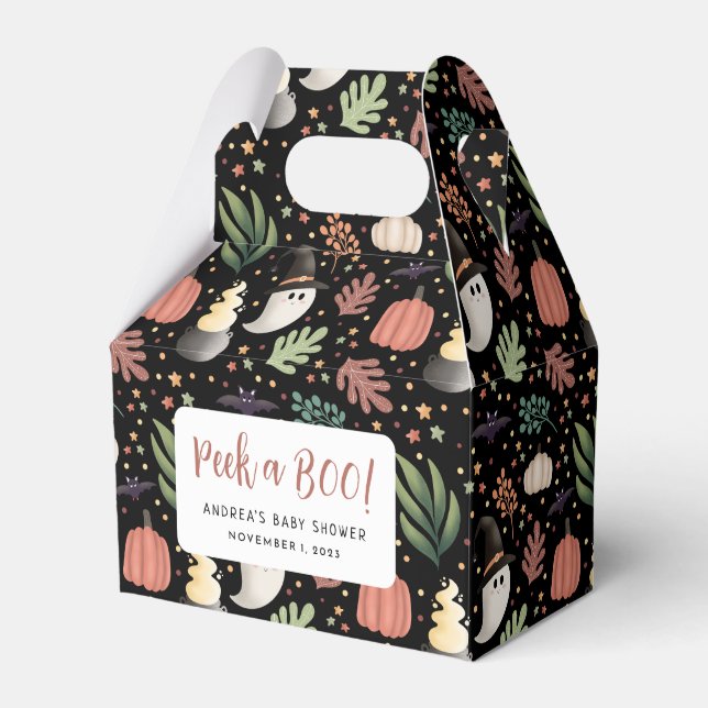 Peek a Boo Halloween Ghost Baby Shower  Favor Boxes (Front Side)