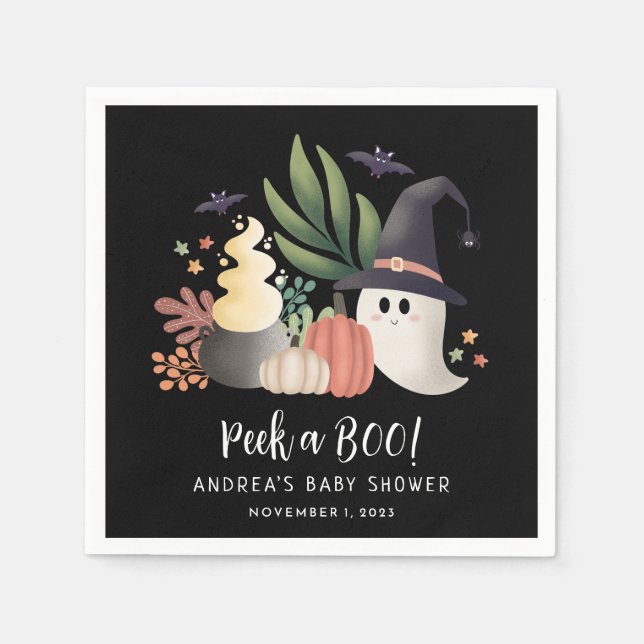 Peek a Boo Halloween Ghost Baby Shower Napkins (Front)