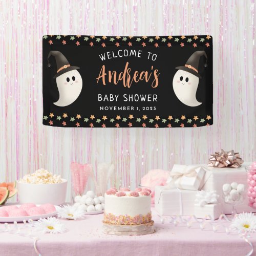 Peek a Boo Halloween Ghost Baby Shower Welcome Banner