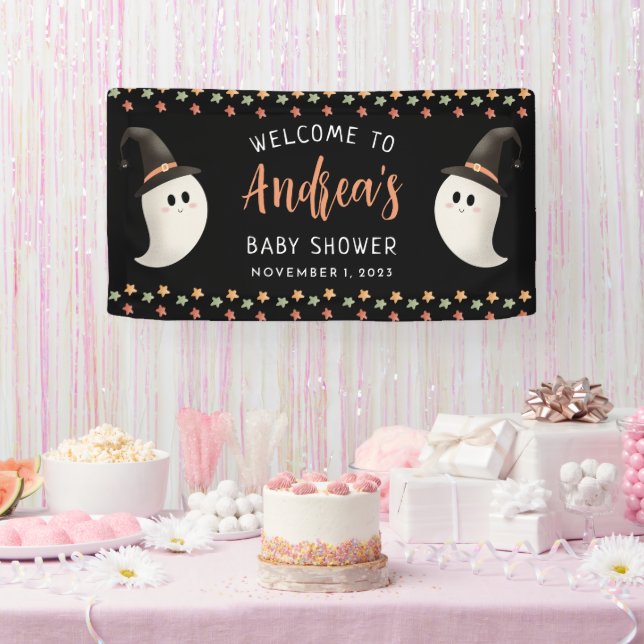 Peek a Boo Halloween Ghost Baby Shower Welcome Banner (Party)