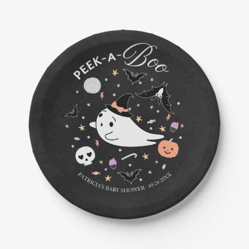 Peek_A_Boo Halloween Girl Baby Shower Paper Plate