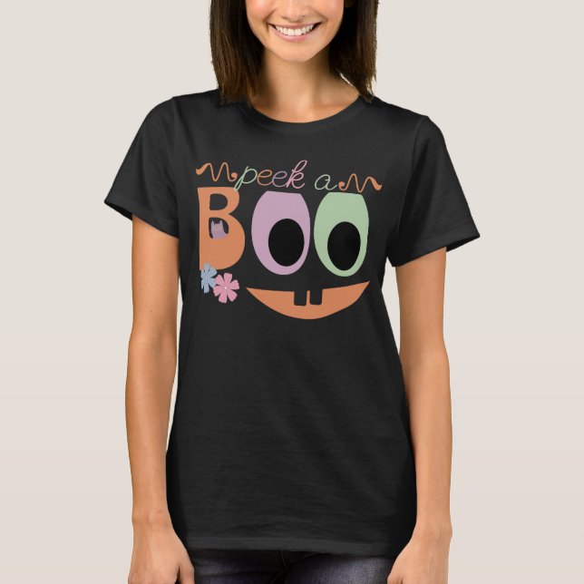 Peek-a-Boo Halloween Jack-o-lantern T-Shirt (Front)