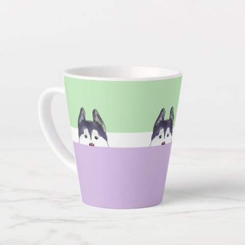 Peek a Boo Husky Dog  Latte Mug