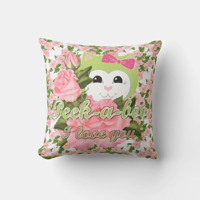 Peek-a-boo I love you Throw Pillow (Front)