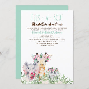 Peek-a-Boo Jungle Safari Wild Animals Baby Shower Invitation