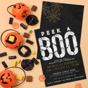 Peek a Boo Kids Halloween Birthday Invite