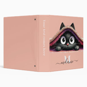 Peek-a-Boo Kitten Script Name Monogram 3 Ring Binder