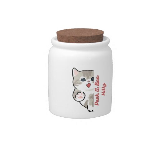 "Peek A Boo Kitty Cute Cat Candy Jar