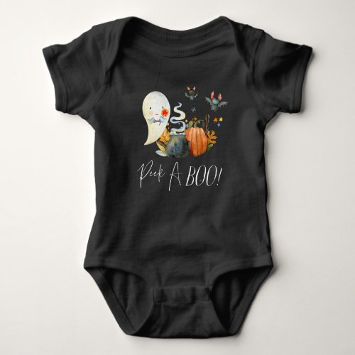 Peek_A_Boo  Little Ghost Halloween Baby Bodysuit