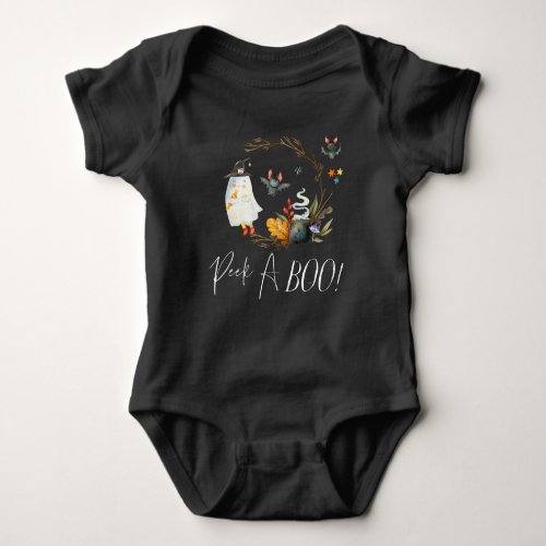 Peek_A_Boo  Little Ghost Halloween Baby Bodysuit