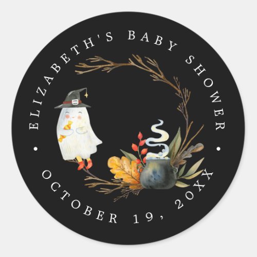 Peek_A_Boo  Little Ghost Halloween Baby Shower Classic Round Sticker