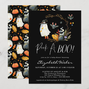 Peek-A-Boo   Little Ghost Halloween Baby Shower Invitation