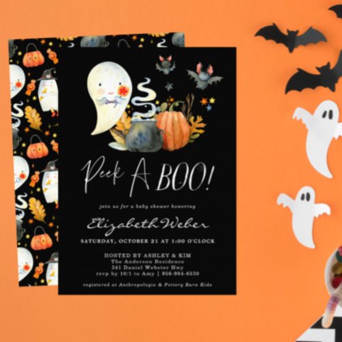 Peek_A_Boo  Little Ghost Halloween Baby Shower Invitation