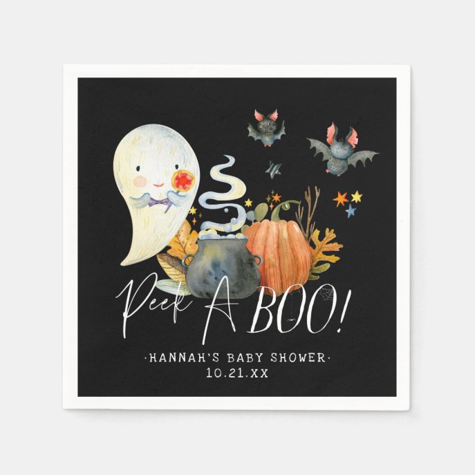 Peek-A-Boo | Little Ghost Halloween Baby Shower Napkins
