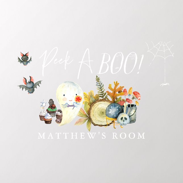 Peek-A-Boo | Little Ghost Halloween Monogram Wall Decal (Insitu 2)