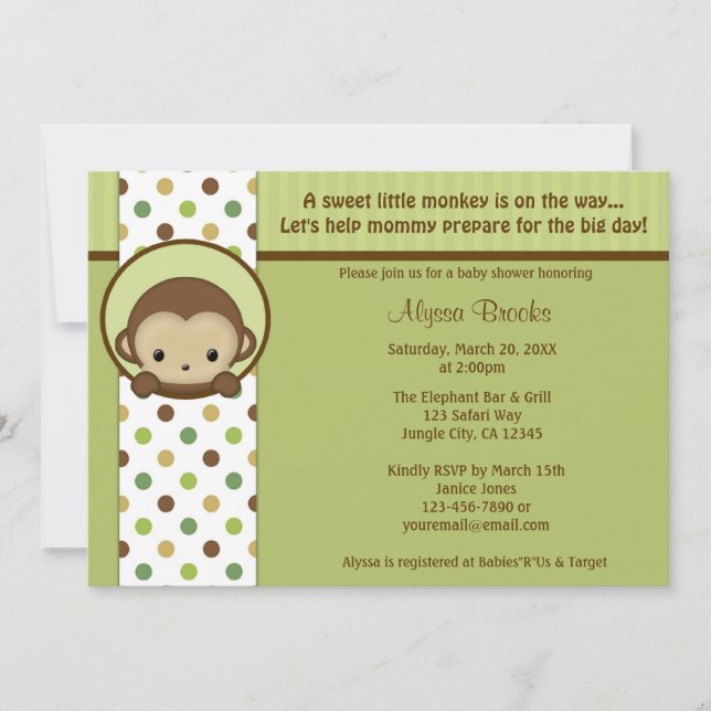 Peek-a-Boo Mod Monkey Baby Shower invitation MPPv4 (Front)