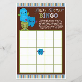 Peek A Boo Monsters Baby Shower Game Bingo Cards by MonkeyHutDesigns at Zazzle