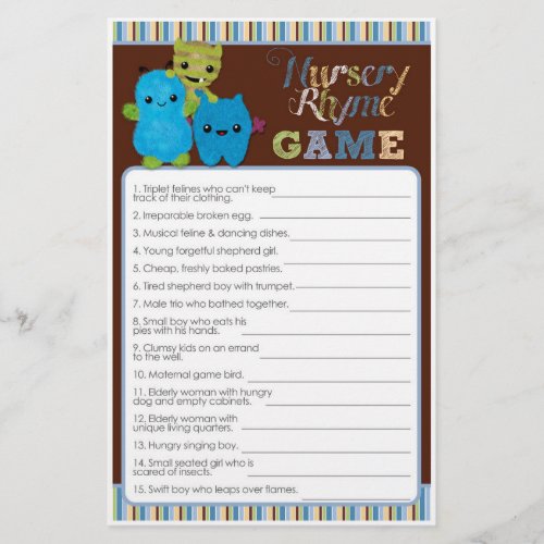 Peek a Boo Monsters Baby Shower Game Nursery Rhyme