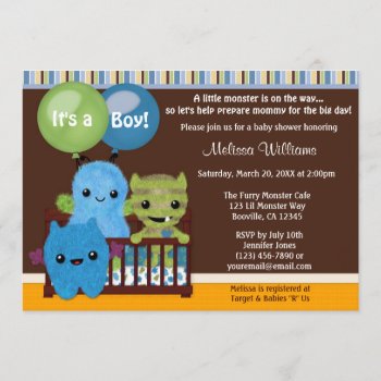 Peek A Boo Monsters Baby Shower Invitation Boy Pab by MonkeyHutDesigns at Zazzle
