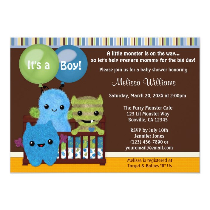 little monster baby shower invitations