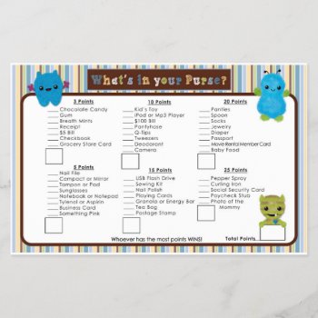 Peek A Boo Monsters Baby Shower Purse Hunt Game by MonkeyHutDesigns at Zazzle