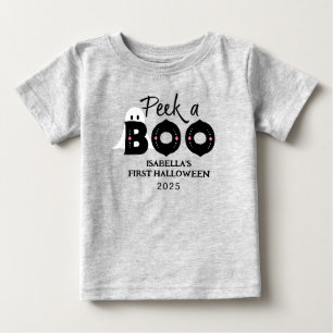 Peek A Boo Personalized Baby's 1st Halloween Baby T-Shirt