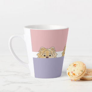 "Peek a Boo" Pomeranian Dog Latte Mug