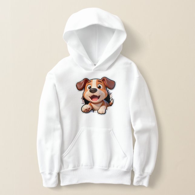 Peek-a-Boo Puppy – Cute Dog Front & Tail Back  Hoodie (Laydown)