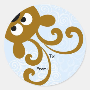 Peek a Boo Reindeer Christmas Tag, To: From: Classic Round Sticker