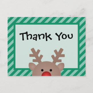 Peek A Boo Reindeer Holiday Thank You Postcard
