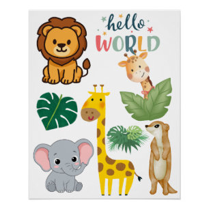 Peek-a-Boo Safari Friends Nursery Wall Art